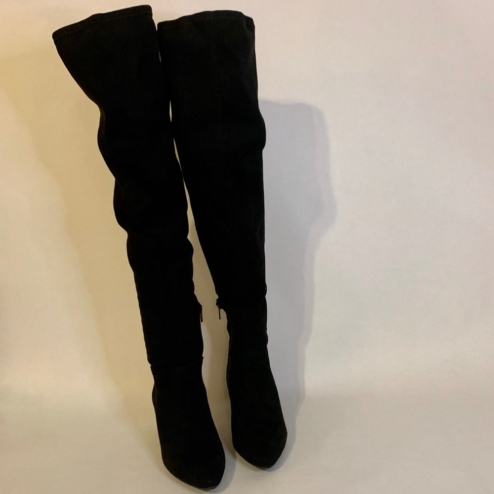Black Suede Over the Knee Boots